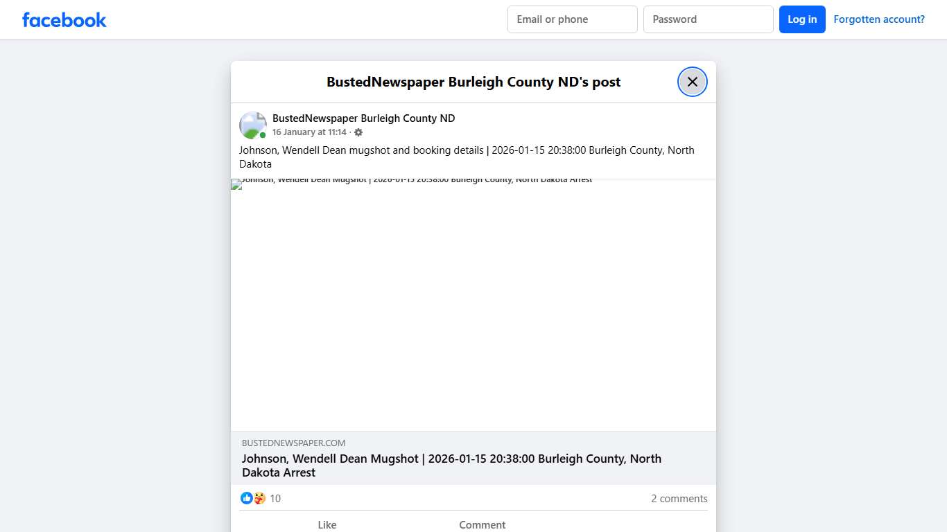 Johnson, Wendell Dean... - BustedNewspaper Burleigh County ND Facebook