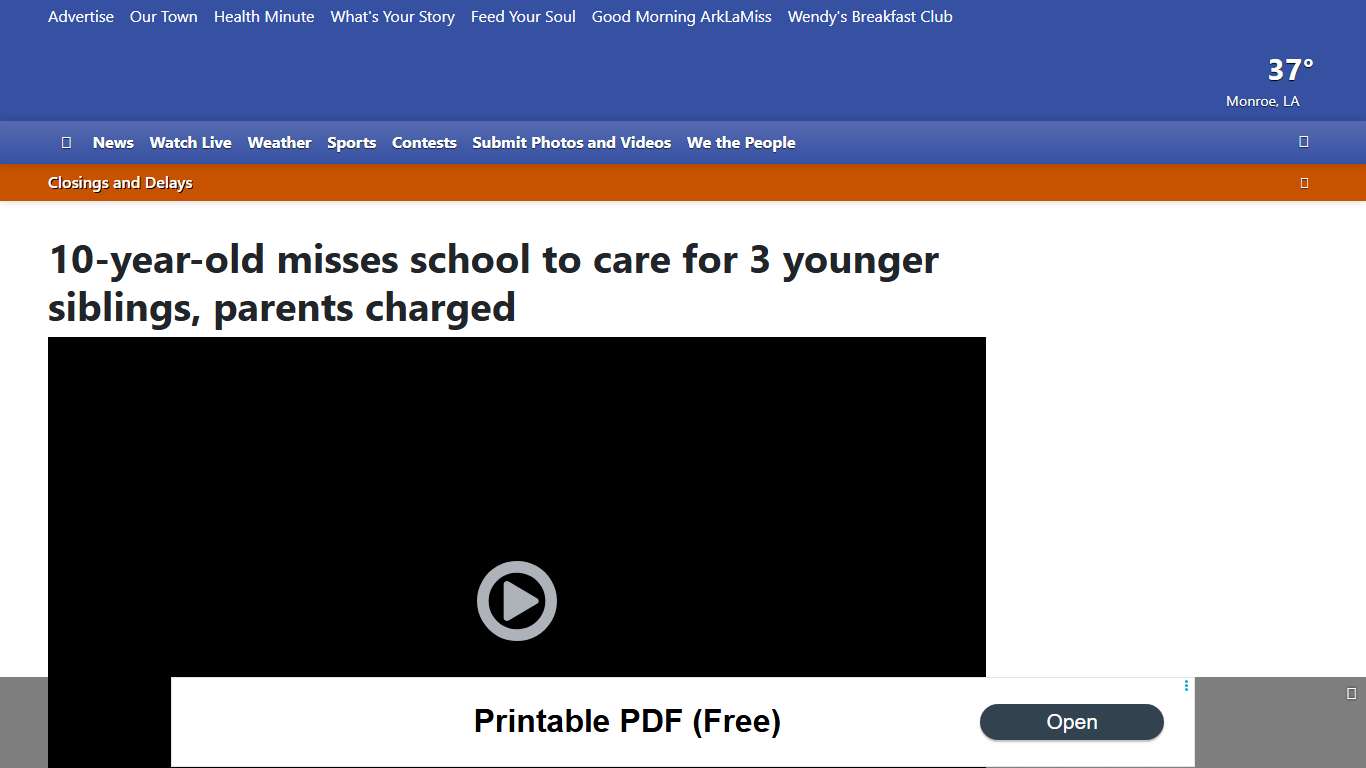 10-year-old misses school to care for 3 younger siblings, parents charged