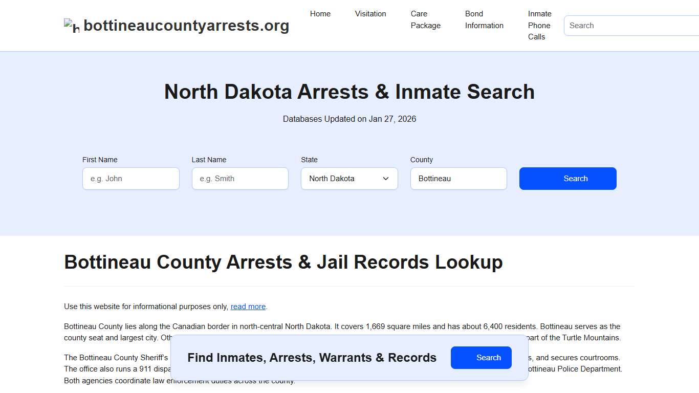 Bottineau County, ND Arrests, Warrants, Police Records Search