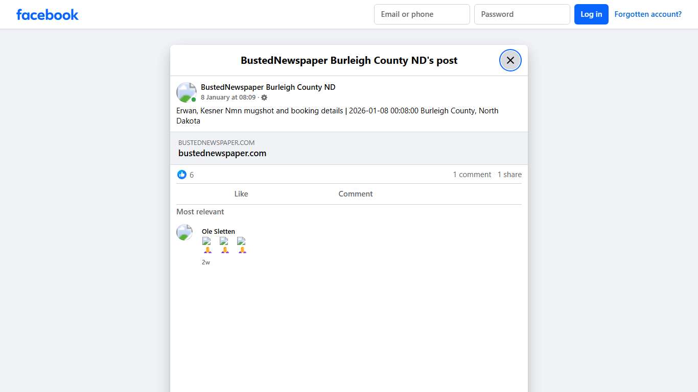 Erwan, Kesner Nmn... - BustedNewspaper Burleigh County ND Facebook